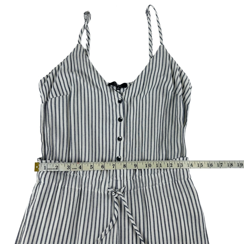 7 For All Mankind White Navy Pinstriped Paperbag Jumpsuit Women’s Sz Small - Picture 8 of 12